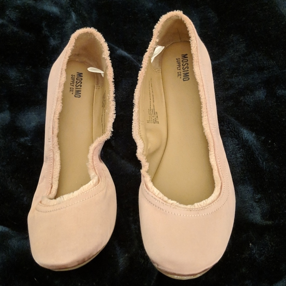 Blush satin ballet flats